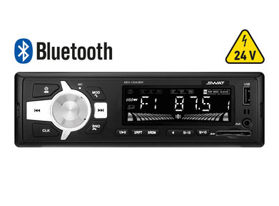 SWAT MEX-1224UBW Автомагнитола 1din, 4х45 Вт, BT, USB, SD, белые кнопки