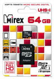 Карта памяти MicroSD 64GB MIREX  Class 10 (UHS-I) c адаптером