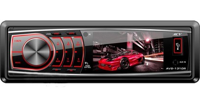 ACV AVS-1310R автомагнитола 1din, красн, USB, SD, FM, экран-3", 4*50, пульт