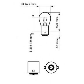 Лампа Philips  PR21W 12V-21W (BAW15s) RED