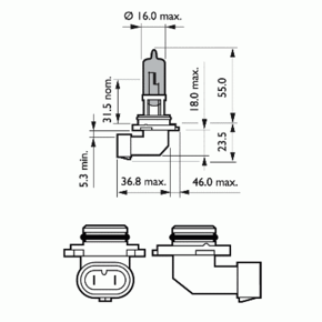 P-9005PRB11 Лампа Philips  HB3 12V- 65W (P20d) (+30% света) Vision (Premium) блистер (1шт.)
